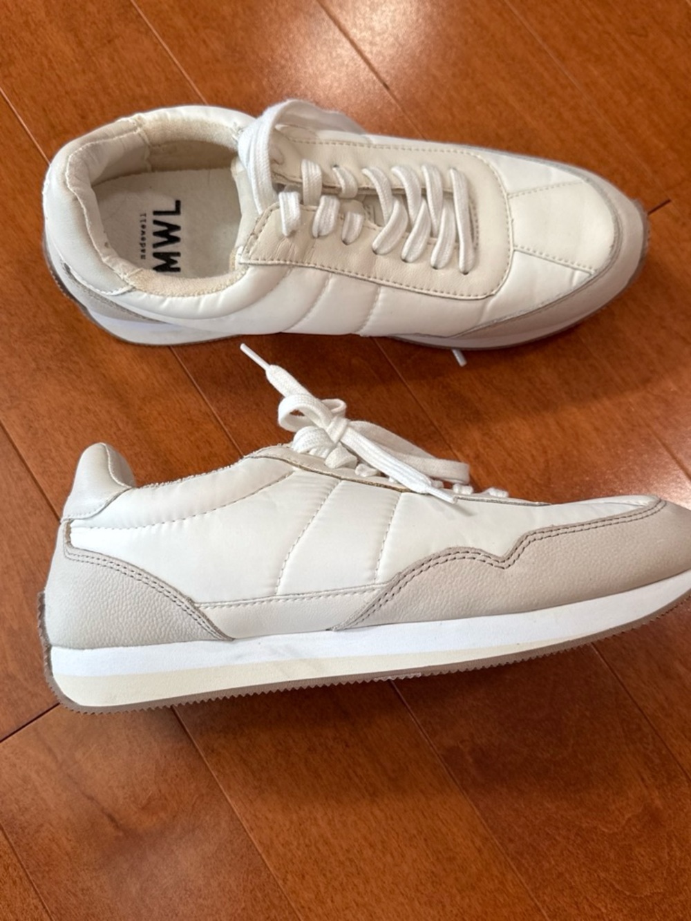 Madewell Women's White and Beige Low-Profile Sneakers
